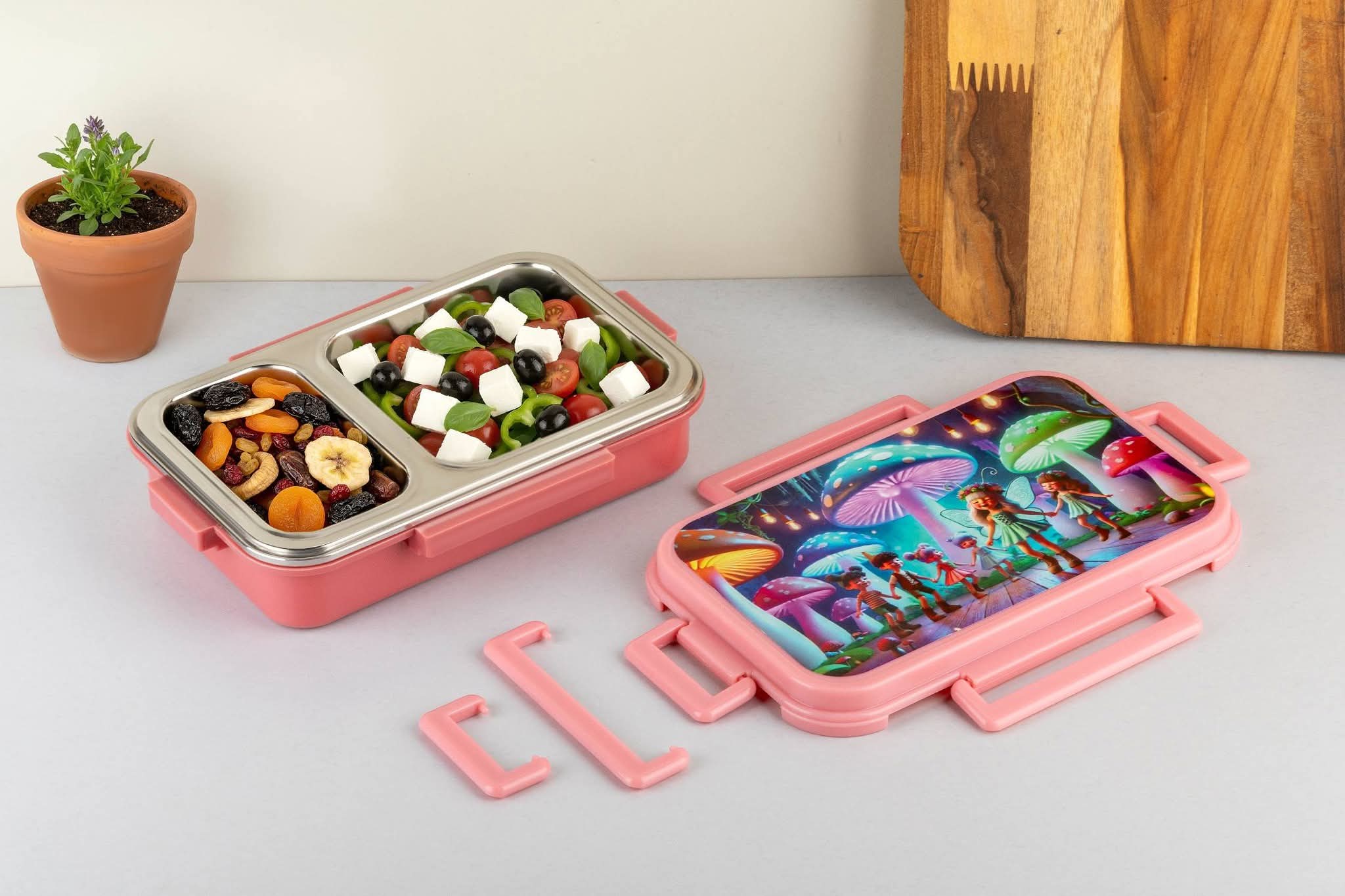 Kids Premium Stainless Steel 2-Compartment Lunch Box - Leak- Proof Tiffin