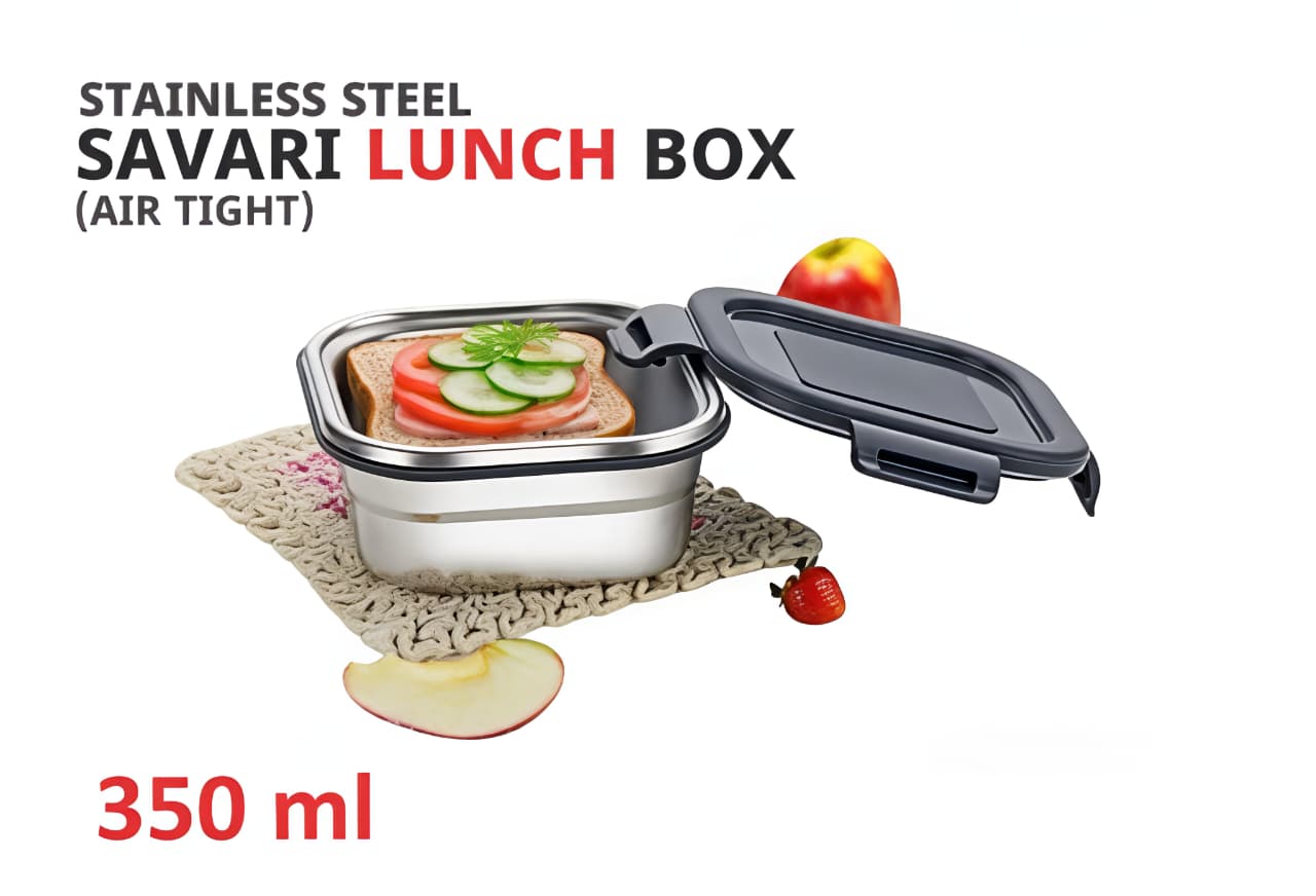 WhatsApp Image 2026-02-23 at 7.36.28 PM (1) 350ml stainless steel air tight savari lunch box with sandwich and fruit